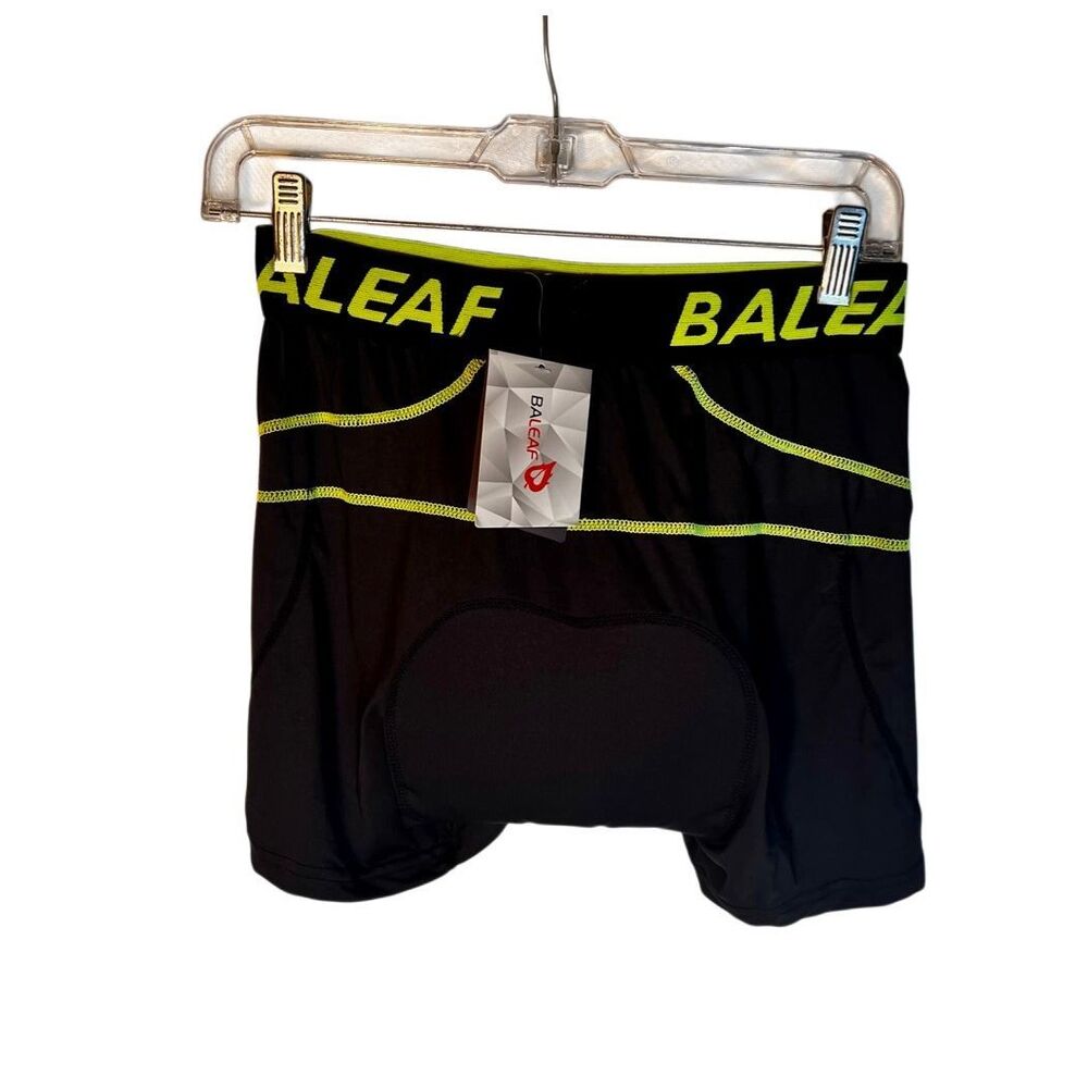 NWT Baleaf Cycling Shorts Adult Large Black Green Nylon Spandex Chamois Padded